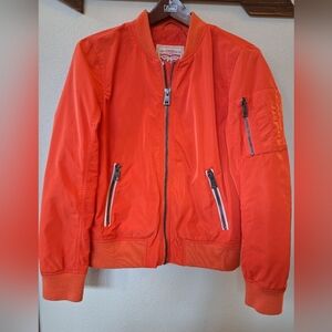 Levi's Womens Orange Flight Bomber Jacket Full Zip Closure Size M